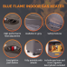 Warmglow Blue Flame Gas Heater features – heat control, push-button ignition, wheels, 21mm regulator and hose