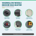 Warmglow Mobile gas heater features – 3 heat settings, push-button ignition, ODS shut-off, castor wheels, hose and 21mm regulator
